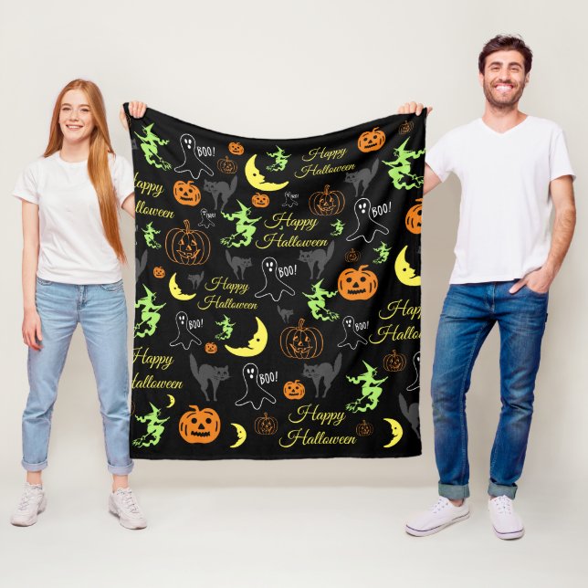 Halloween Pattern Black Fleecedecke (Beispiel)