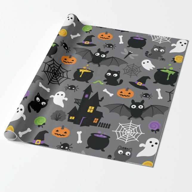 Halloween Pattern Geschenkpapier (Ungerollt)