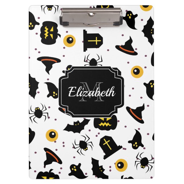 Halloween Pattern Klemmbrett (Vorderseite)