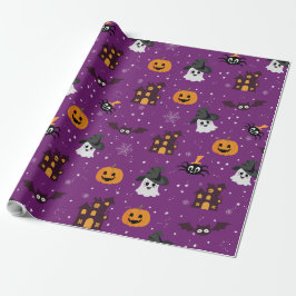 Halloween Pattern Lila Geschenkpapier