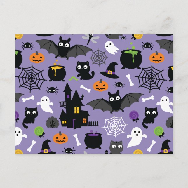 Halloween Pattern Postkarte (Vorderseite)