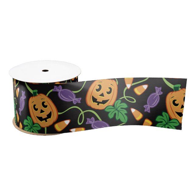 HALLOWEEN PATTERN SATIN RIBBON SATINBAND (Spule)