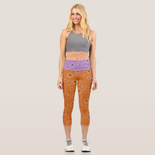 Halloween Pattern   Spinnen auf Spinnennetzen Capri Leggings