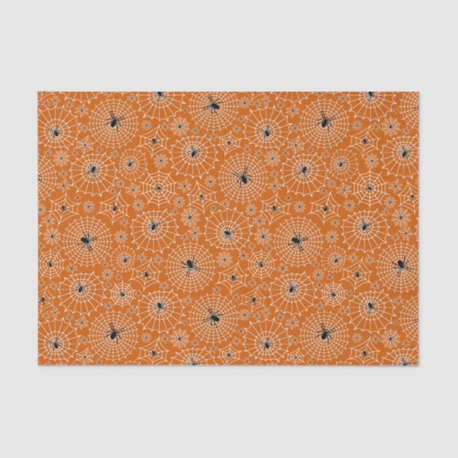 Halloween Pattern | Spinnen auf Spinnennetzen Seidenpapier (Vorderseite)