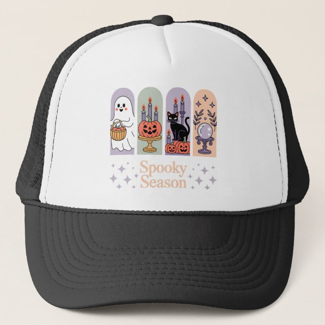 Halloween Pattern Spooky Season Truckerkappe (Vorderseite)