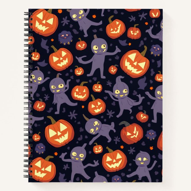 Halloween Pattern Square Note Notizbuch (Vorderseite)