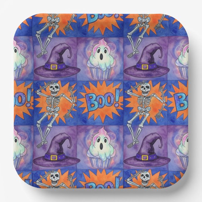 Halloween Patterns von Natasha Us Pappteller (Vorderseite)