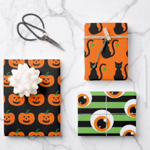 Halloween Patterns Wrapping Paper Set Geschenkpapier Set