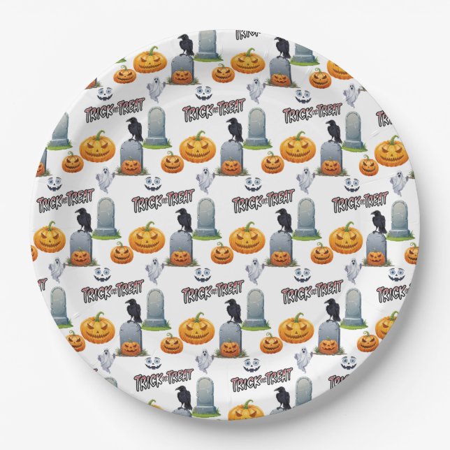 Halloween Patttern auf Papier-Tellern Pappteller (Vorderseite)