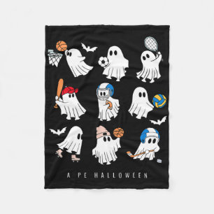 Halloween Pe Teacher Ghost Playing Soccer Football Fleecedecke