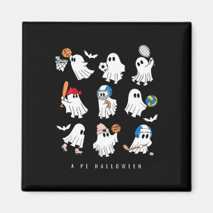 Halloween Pe Teacher Ghost Playing Soccer Football Magnet