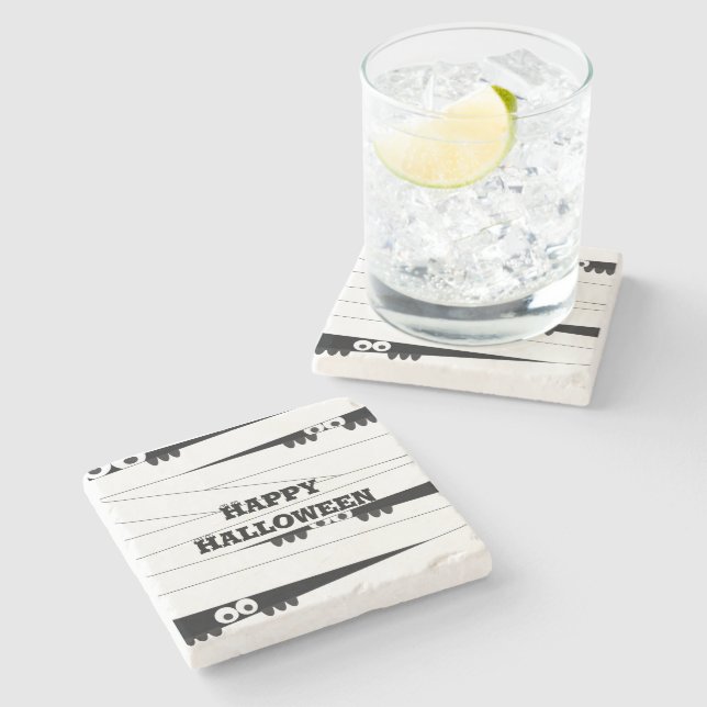 Halloween Peeking Mummy Steinuntersetzer (Seitenansicht)