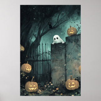 Halloween Peeping Ghost Poster