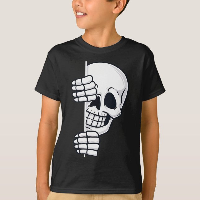 Halloween Peking Skeleton Beängstigend Boys Girls  T-Shirt (Vorderseite)