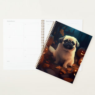 Halloween Pekingese mit Pumpkins Beängstigend Planer