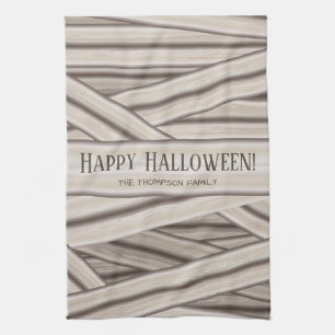 Halloween Personalisiert Familienname Mummy Stripe Küchentuch