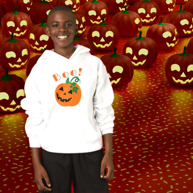 Halloween Personalisiert Kürbislaterne Boo Kids Hoodie (Looking good in this bool hoody!)