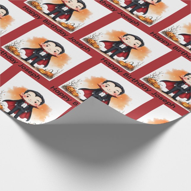 Halloween Personalize Name Vampire Boy's Geschenkpapier (Ecke)