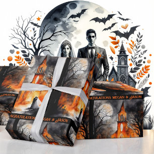 Halloween Personalize Names Spooky Geschenkpapier