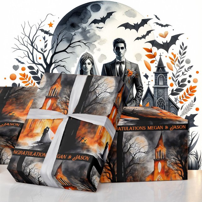 Halloween Personalize Names Spooky Geschenkpapier (Von Creator hochgeladen)