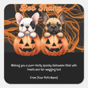 Halloween Pet in spukhaften Kostümen Quadratischer Aufkleber
