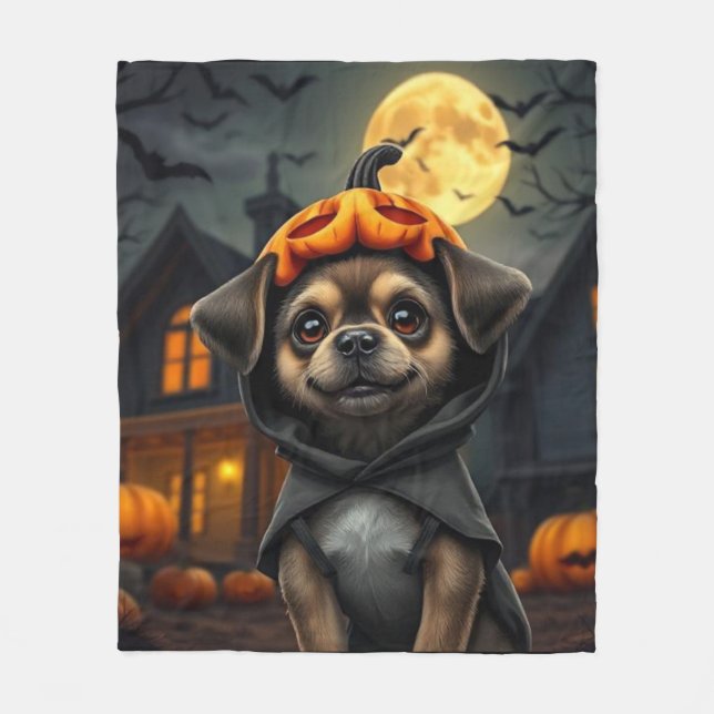 Halloween Pet Portrait Blanket Spooky Fleece Theme (Vorderseite)