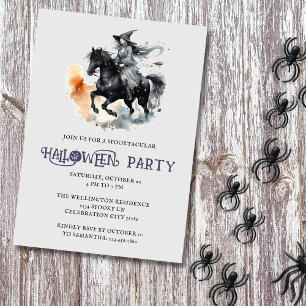 Halloween-Pferd-Hexe-Spooky-Reittier-Party Einladung