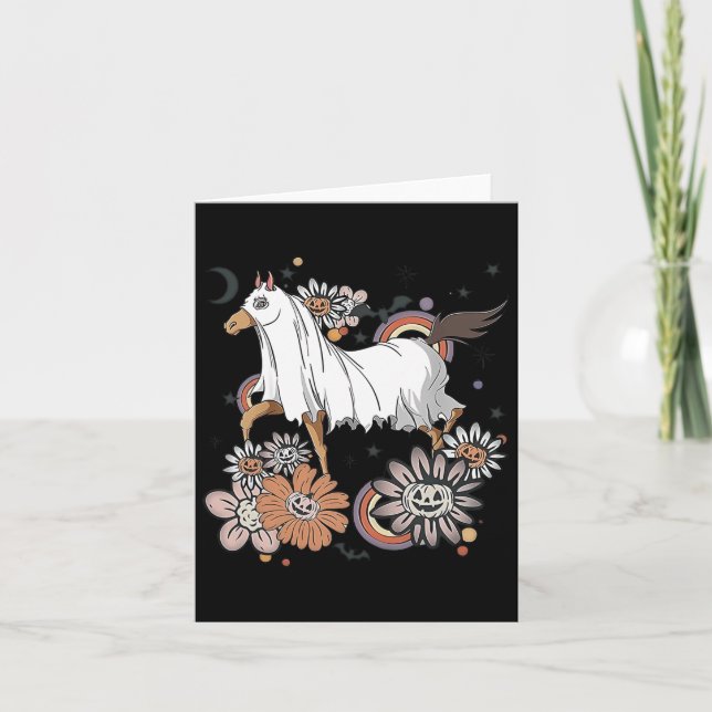 Halloween Pferdekostüm Ghost Boo Pumpkin Spooky S Karte (Vorderseite)