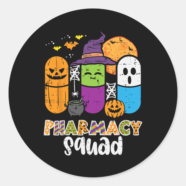Halloween Pharmacy Squad PIlls Costume Pharmacist Runder Aufkleber (Vorderseite)