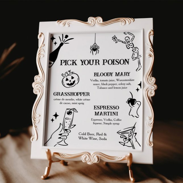 Halloween Pick Your Poison Cocktail Sign Poster (Von Creator hochgeladen)