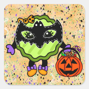 Halloween Pickle Festtagsschlange Quadratischer Aufkleber