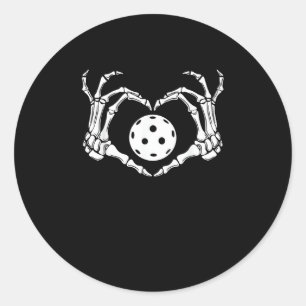 Halloween Pickle Skeleton Herz Hände Runder Aufkleber