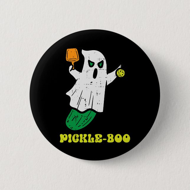 Halloween Pickleball Pickle Boo Ghost Kostüm Männe Button (Vorderseite)