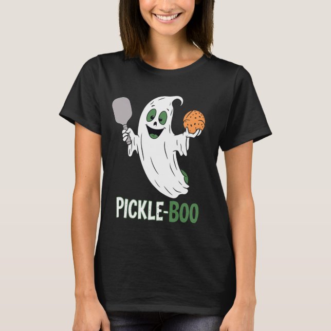 Halloween Pickleball Pickle Ghost Boo Pickleball P T-Shirt (Vorderseite)