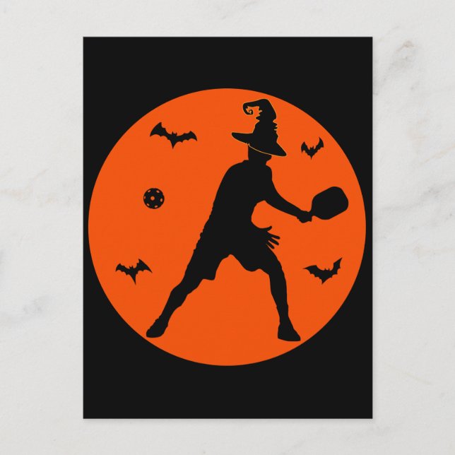 Halloween Pickleball Player Postkarte (Vorderseite)