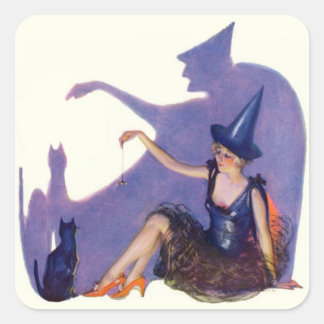 Halloween Pin Up Girl Witch Enentwicklung Seals Quadratischer Aufkleber