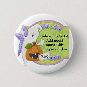Halloween Pinback Buttons Party Name Button