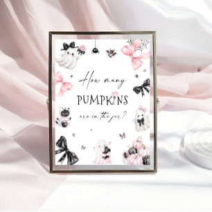 Halloween Pink Babydusche schätzt wie viele Kürbis Poster