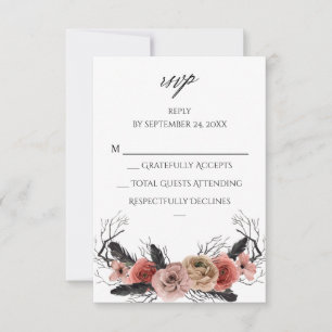 Halloween Pink & Black Floral no Meal UAWG VER RSVP Karte