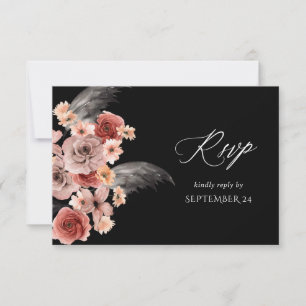 Halloween Pink & Black Floral w Meal UAWG B RSVP Karte