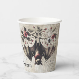 Halloween Pink Blume Evil Bat Green Blätter Pappbecher