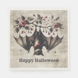 Halloween Pink Blume Evil Bat Green Blätter Serviette