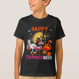 Halloween Pink Flamingo Kostüm Skeleton Hexe T-Shirt