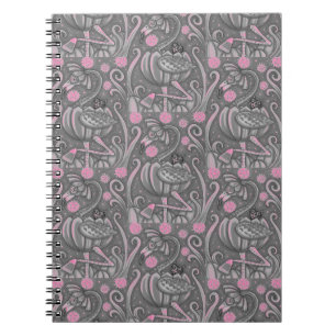 HALLOWEEN PINK FLAMINGO & SCHWARZE KATZE IN PUMPKI NOTIZBLOCK