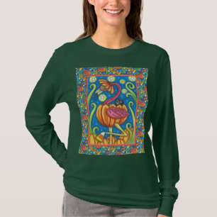 HALLOWEEN PINK FLAMINGO & SCHWARZE KATZE IN PUMPKI T-Shirt