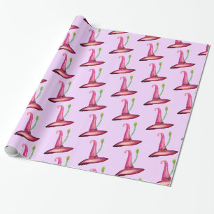 Halloween Pink Hat Hexen Art Wrapping Paper Geschenkpapier