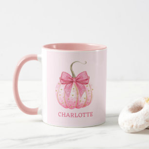 Halloween Pink Pumpkin Coquette Bow Personalisiert Tasse