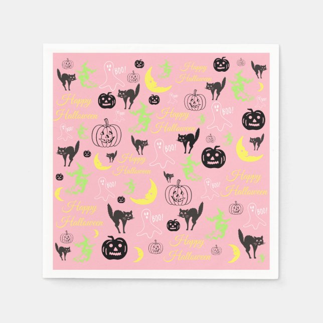 Halloween-Pink Serviette (Vorderseite)