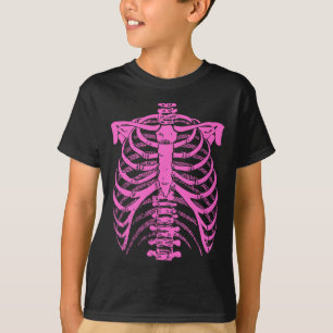 Halloween Pink Skeleton Rib Käfig T-Shirt