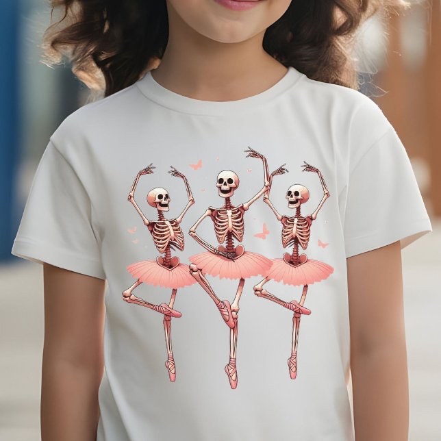 Halloween Pink tanzende Skelette und Schmetterling T-Shirt (Von Creator hochgeladen)